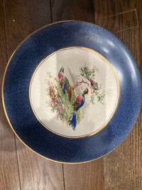 Set of 12 Vintage English Wedgewood Colbalt Rim w/Pheasants Plates, 9.18" Dia
