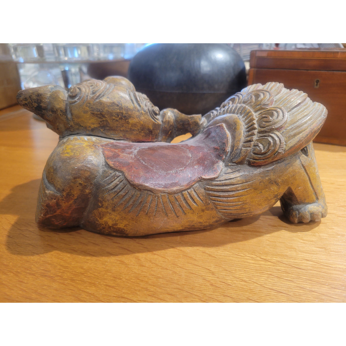 Foo Dog / Chinese Lion Wood Statue