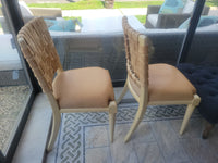 SET of 8 Maple & Leather Web VW Dining Side Chairs by Vicente Wolf (AS IS)