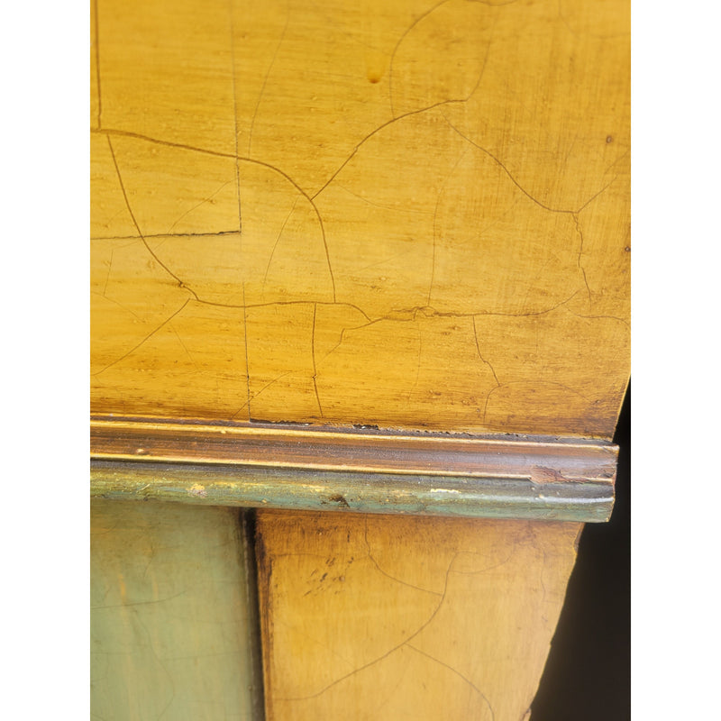 Antique Yellow Painted Wood Cabinet w/ White Carrera Marble Top - AS IS