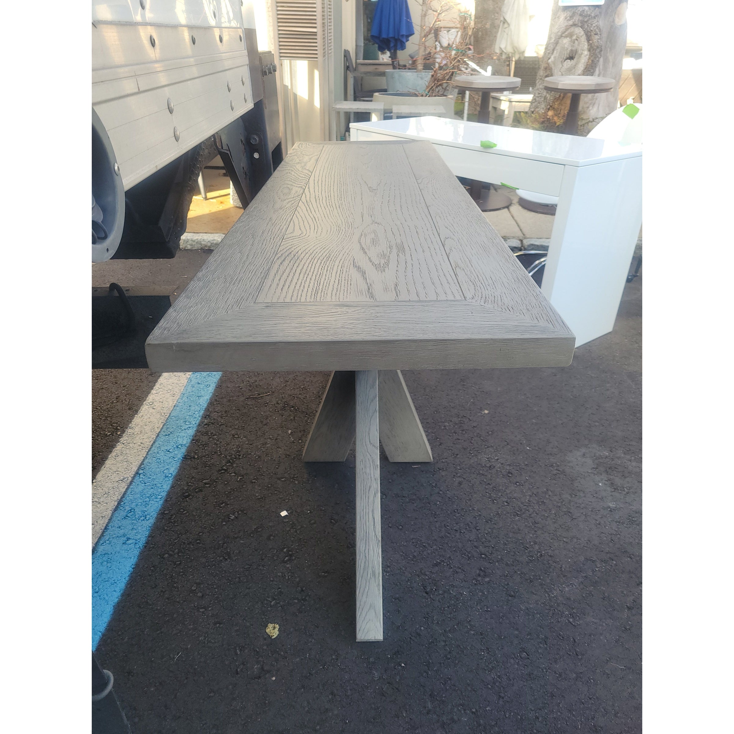 French Style Gray Oak X-Base Console Table by RH - colletteconsignment.com