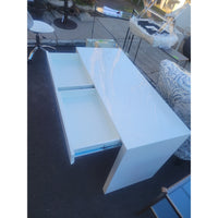 4-ft White Lacquer Runway Desk w/ 2 Drawers