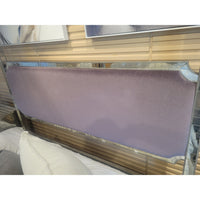 King-Sized Mirrored Mercury Glass Canopy Bed w/ Lilac Velvet Headboard (AS IS) - colletteconsignment.com