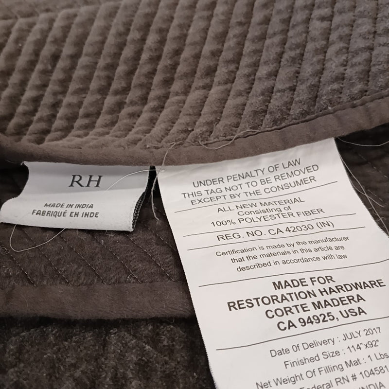 Dark Gray Velvet Chevron King Size Sham by RH 114"-x92"