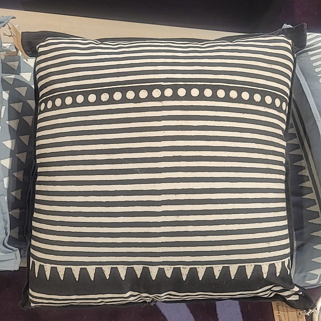 Black Line Print Square Pillow