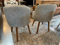 PAIR of Striped Swivel Chairs w/ Wood Legs (AS IS)