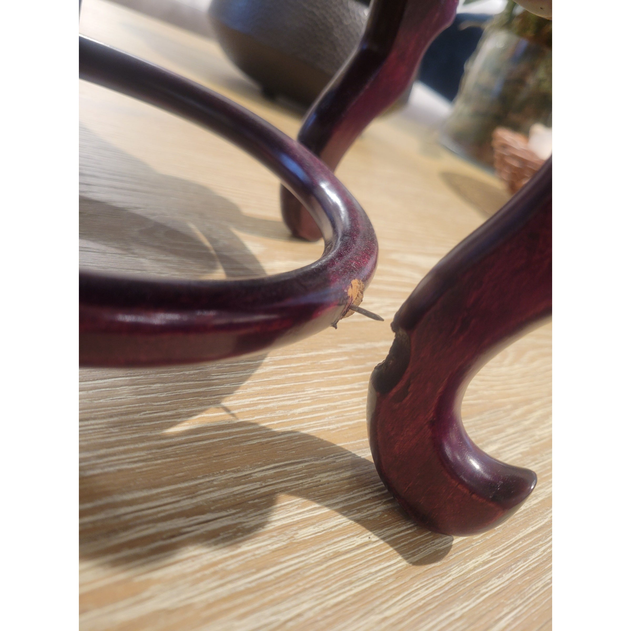 Vintage Crackle Ceramic Table Lamp w/ Silk Shade on Chinese Base - AS IS