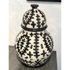 Large Moroccan Stitch Pattern Glazed Ceramic Urn