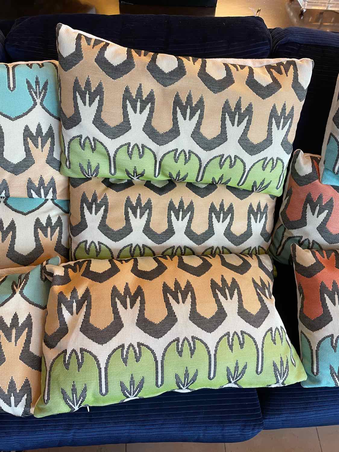Amber & Green Missoni Style Lumbar Pillow