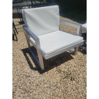 PAIR of Aluminum Lounge Chairs w/ White Poly Cushions by Gandia Blasco