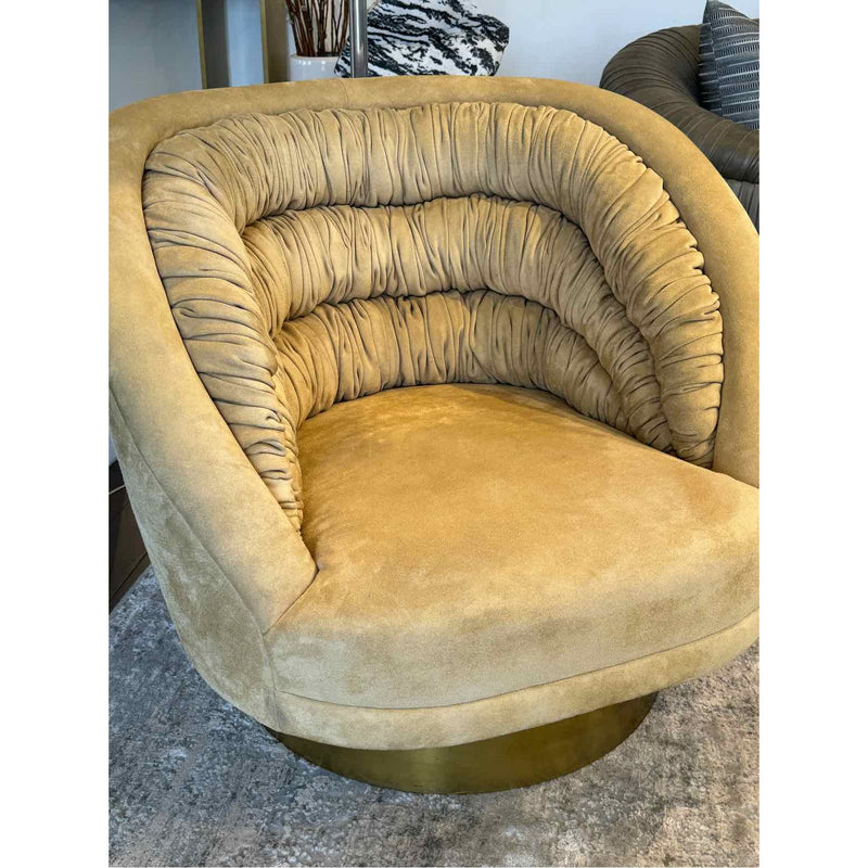 Design Vladimir Kagan 1976 Ellipse Lounge Chair in Suede - 60"W x 32"D x 29"H