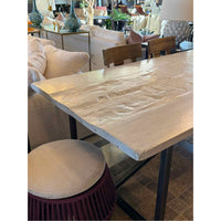 Custom European Painted Wood Dining Table on Metal Base - colletteconsignment.com