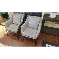 PAIR of Gray Chairs w/ Black Metal Bases
