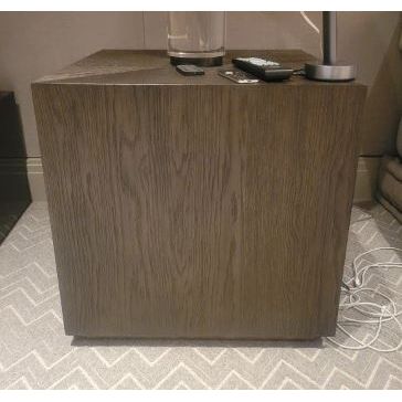 PAIR of Machinto Square Side Tables in Oak & Burnished Brass by RH