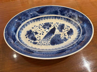 Antique Royal Copenhagen Peacock Cobalt Blue Aluminia Faience (Rare) Oval Veg