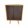 2-ft Mid-Century Maple Cabinet w/ Sliding Grasscloth Doors by Paul McCobb