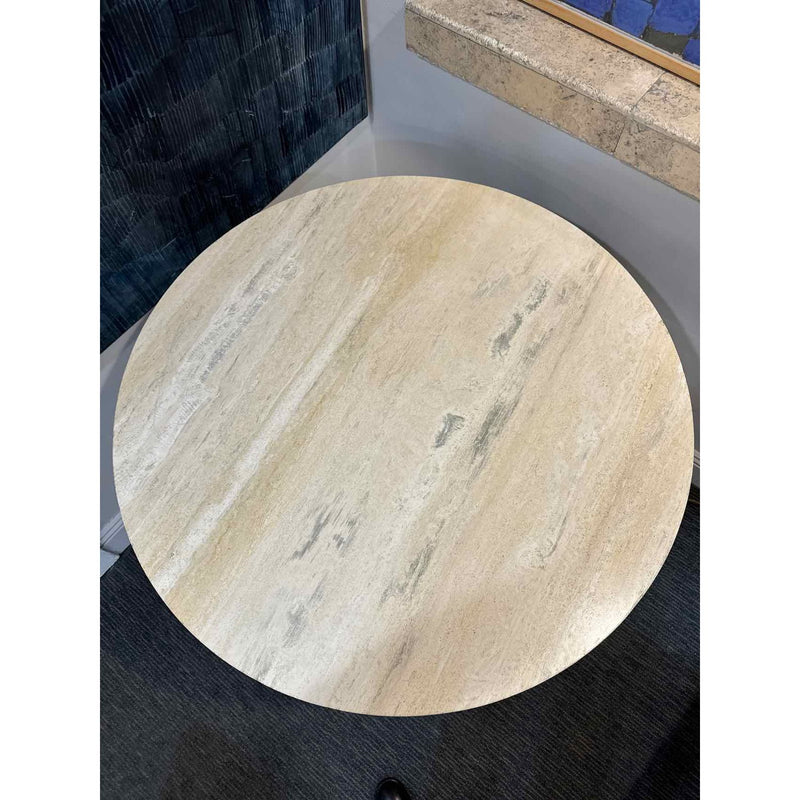 Travertine Top Center Table w/ Black/Gold Base (AS IS)