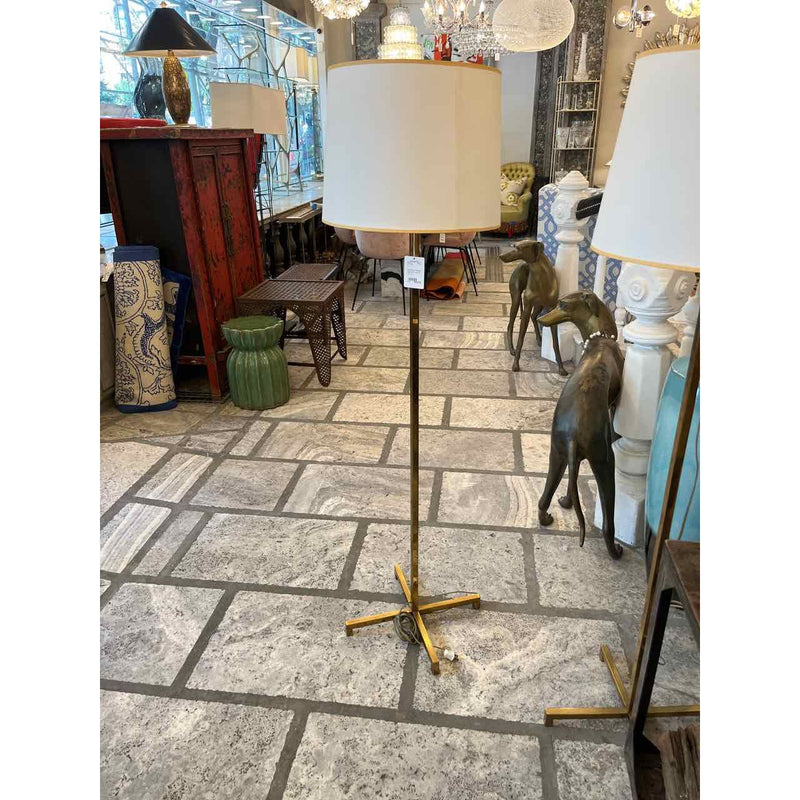 Mid-Century Polished Brass Floor Lamp