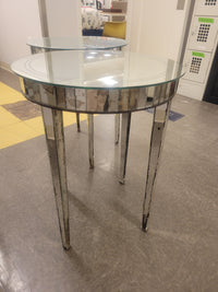 PAIR of Vintage Mirrored Glass Side Tables (AS IS)