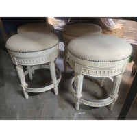 SET of 4 White Wood Cushioned Swivel Stools