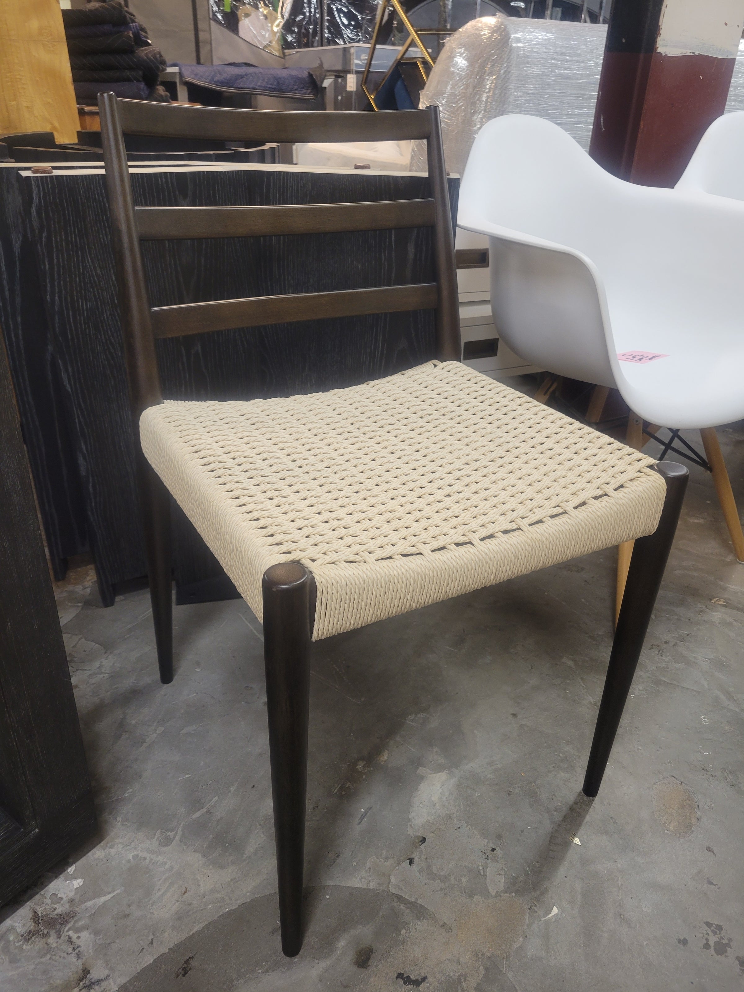 Rope Weave & Black Wood Chair