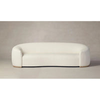 75" Curved Sofa in Italian White Boucle w/ Driftwood Ash Base