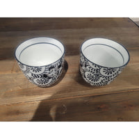 12-Pc Black & White Porcelain Tea Set