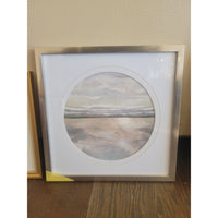 Abstract Lake Circular Cutout Print in Silver Leaf Frame - colletteconsignment.com