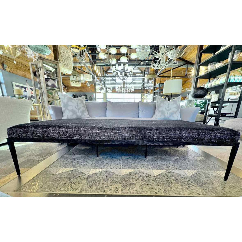 Textured Black Wood Bench w/ Heathered Black Wool Cushion