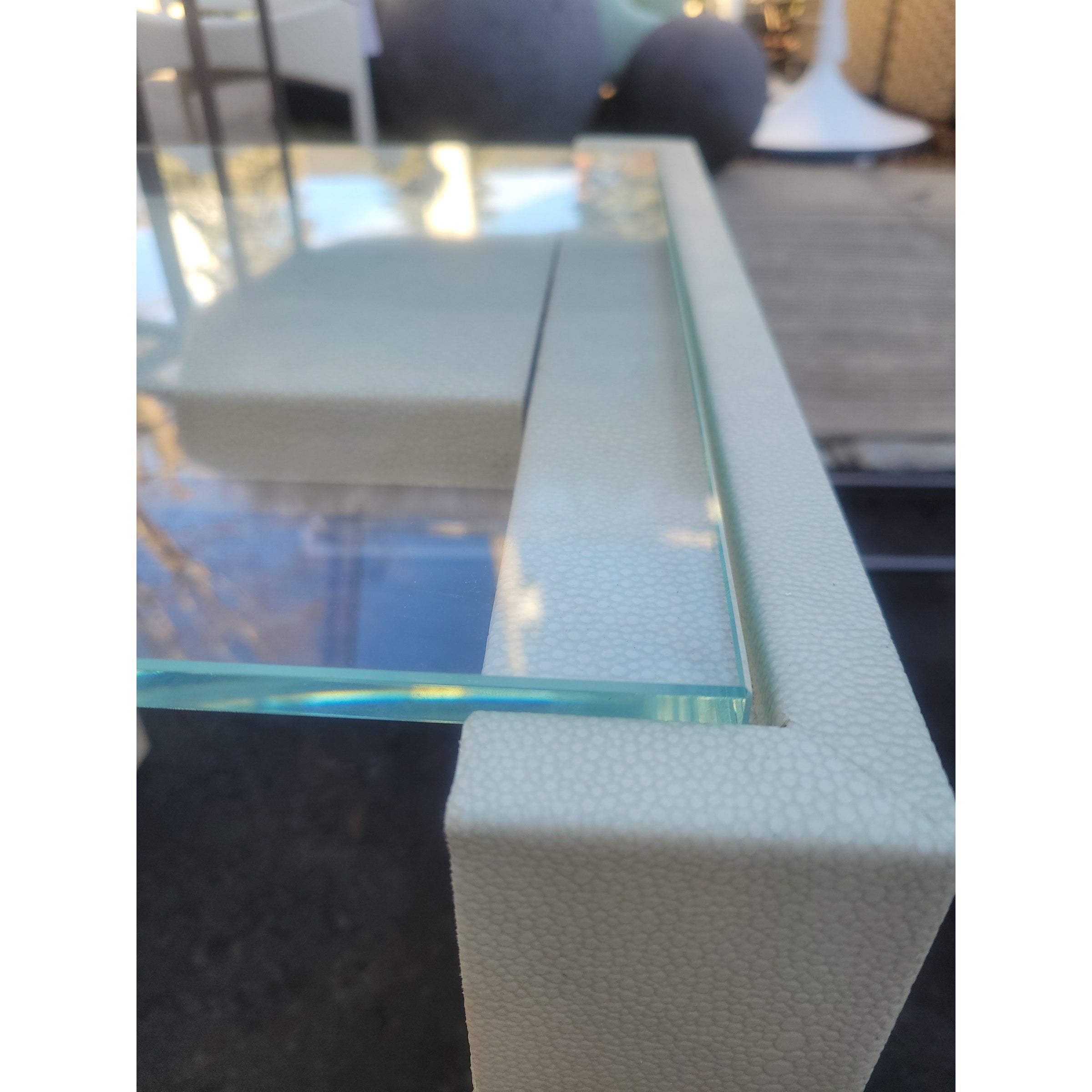 Shagreen Side Table w/ Glass Top