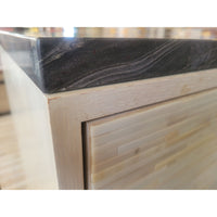 Custom Bone Inlay & Wood 4-Door Credenza w/ Black Marble Top