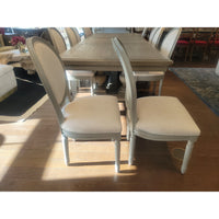 SET of 10 French Linen & Wood Round-Back Dining Chairs by Safavieh (AS IS) - colletteconsignment.com