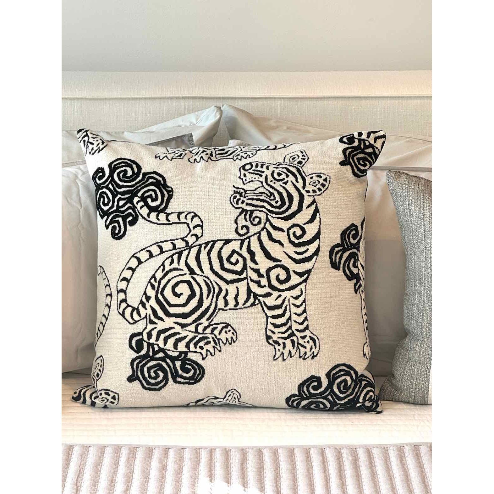 Z Gallerie Black & White Tibetan Tiger Pillow