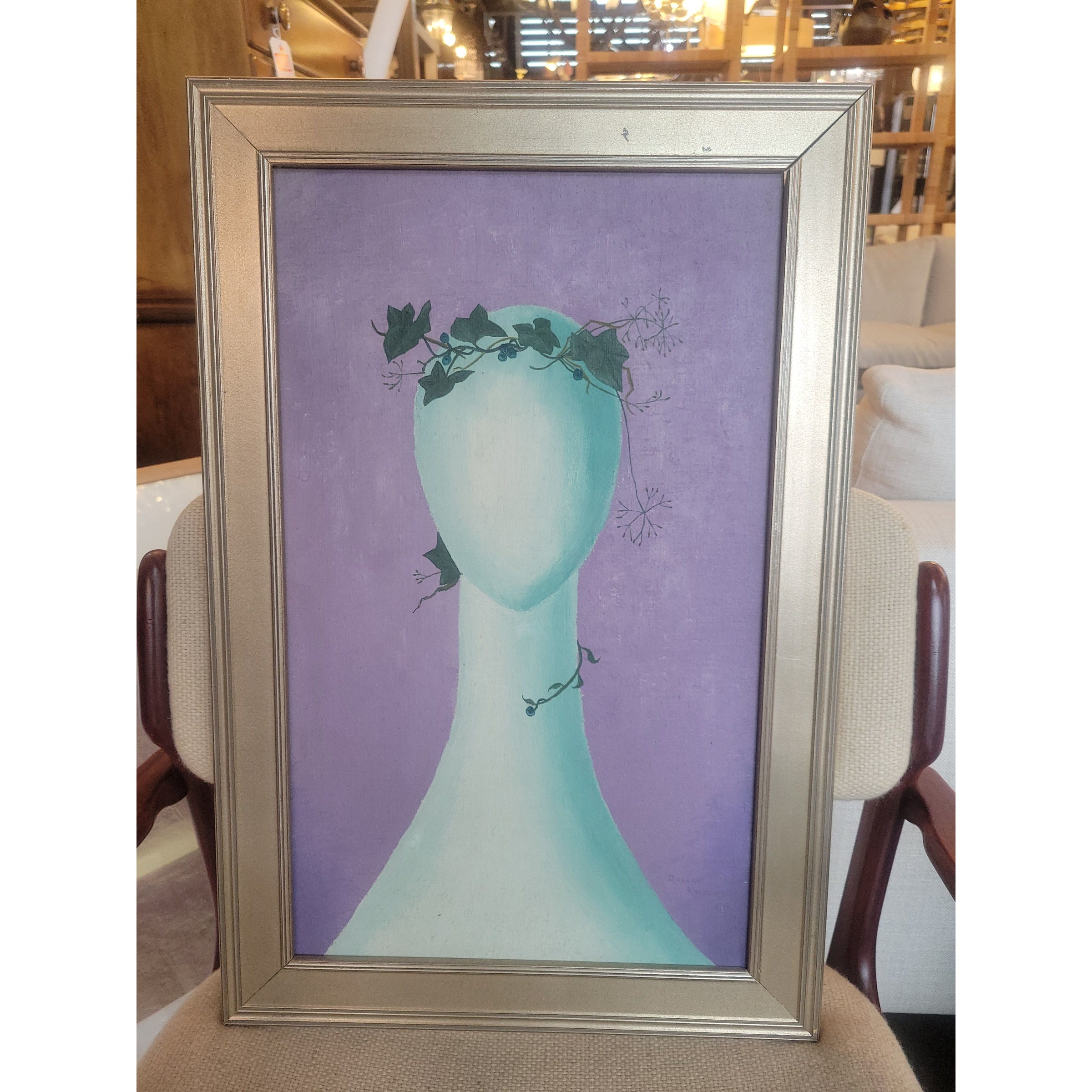 Mannequin w/ Ivy Crown Painting in Silver Frame