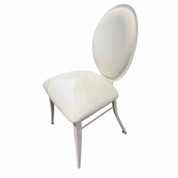 PAIR of White Faux Leather Dining Chairs - AS IS
