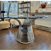 Round Glass & Chrome Platner-Style Dining Table