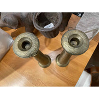 PAIR of Textured Brass Candlesticks