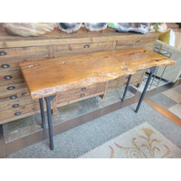 Live Edge Cherry Wood Console Table on Iron Legs