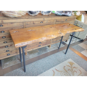 Live Edge Cherry Wood Console Table on Iron Legs