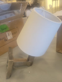PAIR of Square Tube Nickel Sconces w/ White Linen Shades by VC (AS IS)