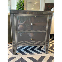 PAIR of Gray Glass 2-Drawer Nightstands Attrib. to Arhaus