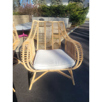 PAIR of Venice Rattan Chairs w/ White Cushions by S&L