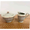 AntiqFrench Limoges Creamer & Sugar Celadon w/ Orange Design, 11"L x 5"W x 4.25H