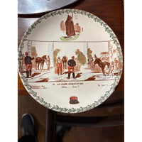 Set of Four Antique Hand Painted Plates, 8" Dia x 2"H