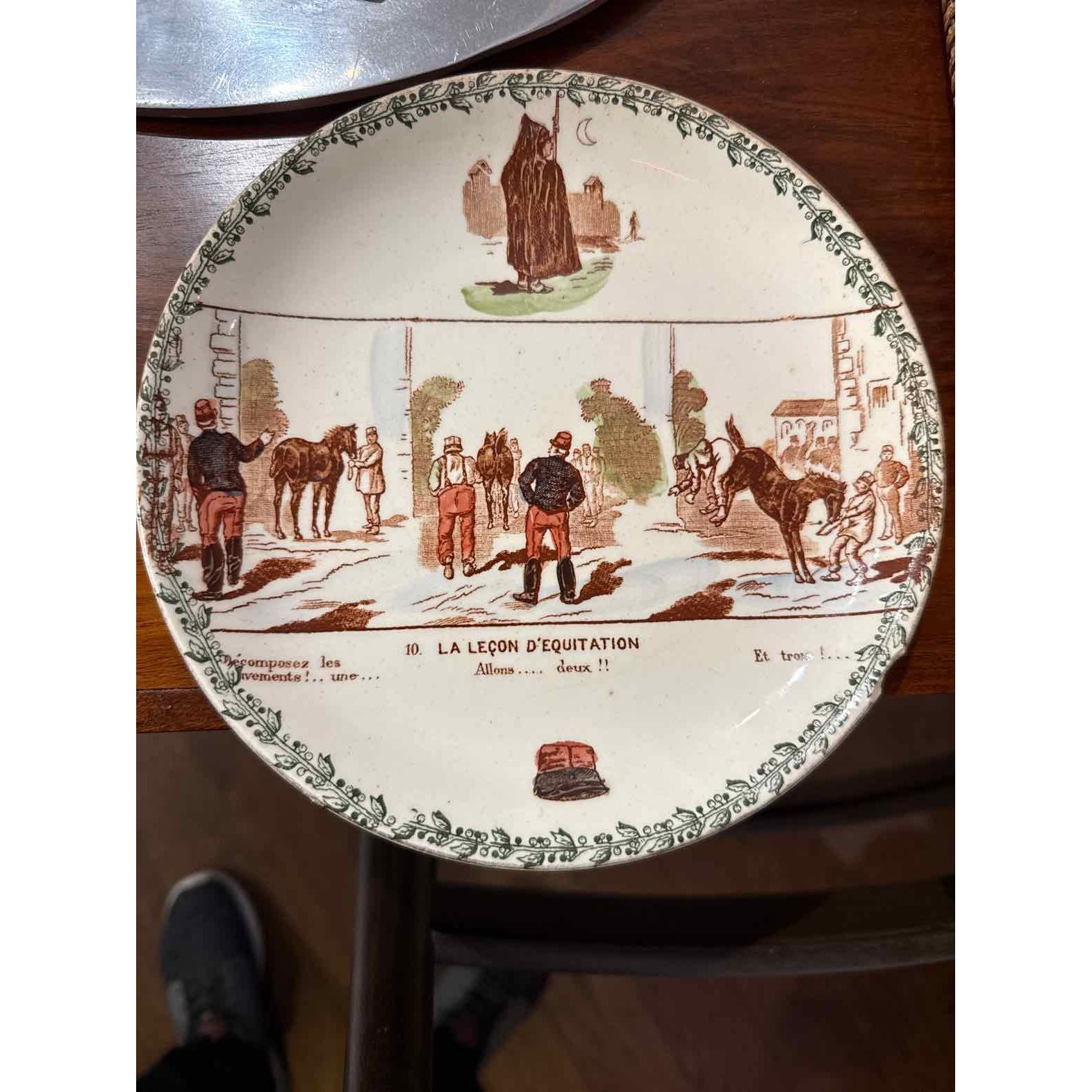 Set of Four Antique Hand Painted Plates, 8" Dia x 2"H