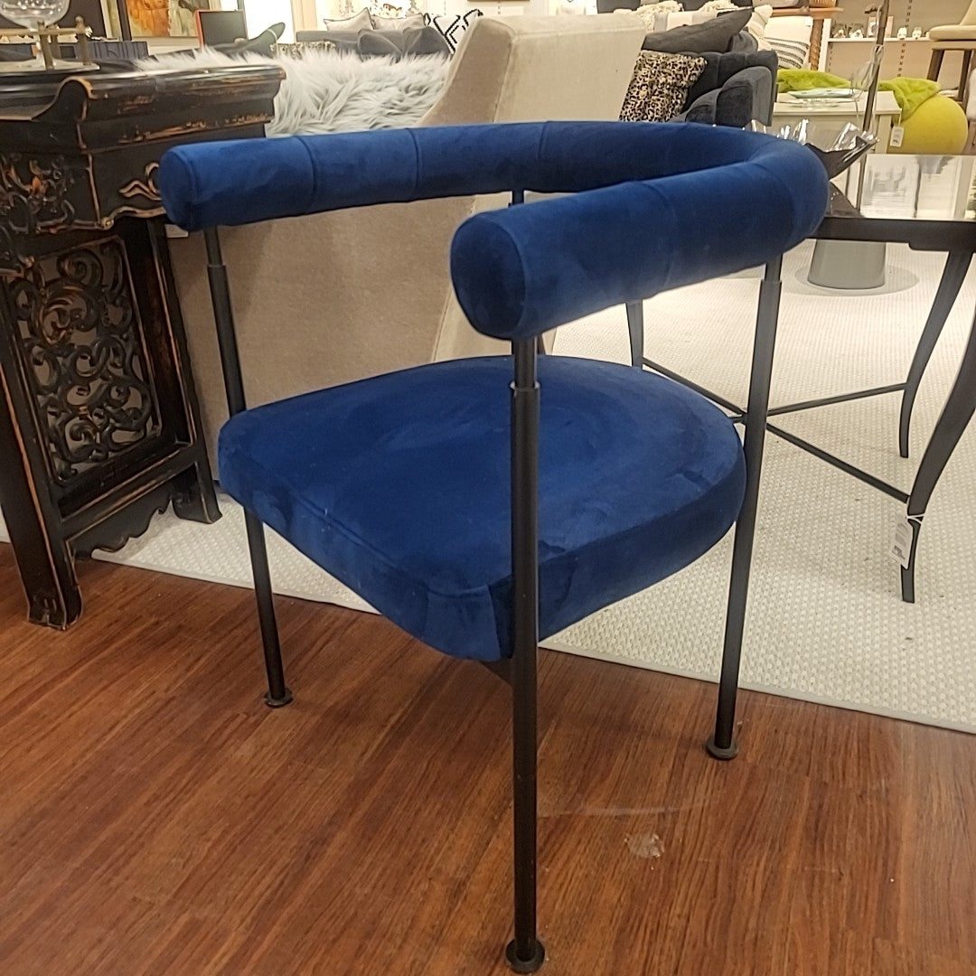 Marbella Chair in Navy Velvet w/ Black Metal Legs