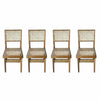 SET of 4 Acacia Wood & Rattan Cane Dining Chairs