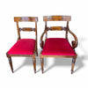 Set of 12 Regency Style Italian Wood King Dining Chairs w/ Red Velvet & Cane