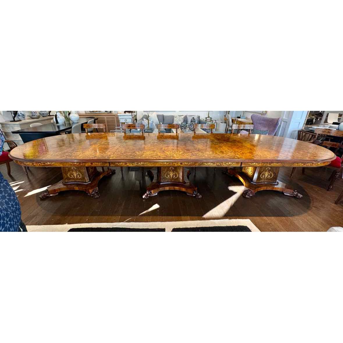 Custom Made Italian Wood Dining Table w/ Inlay