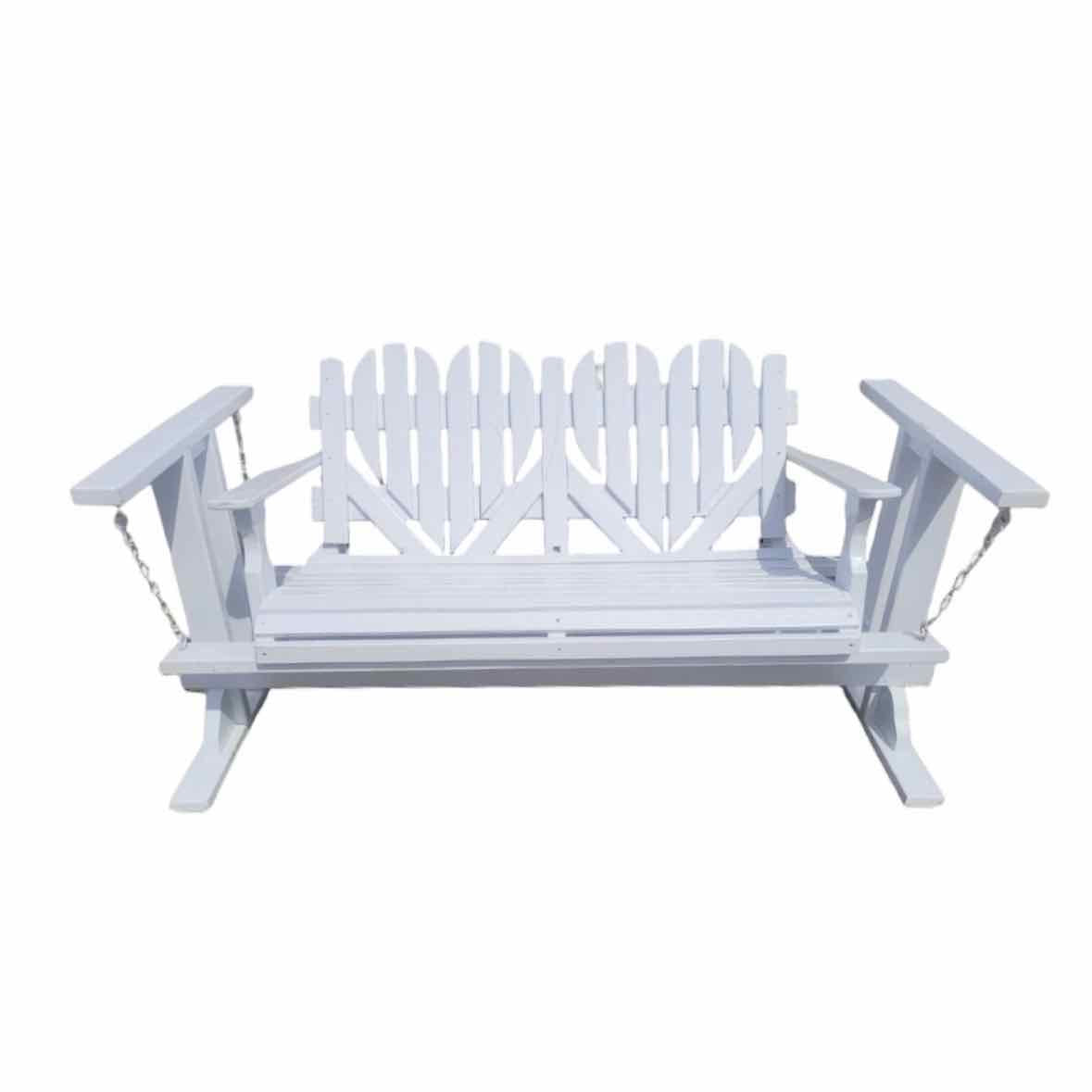 White Wood Double Heart Swing Bench